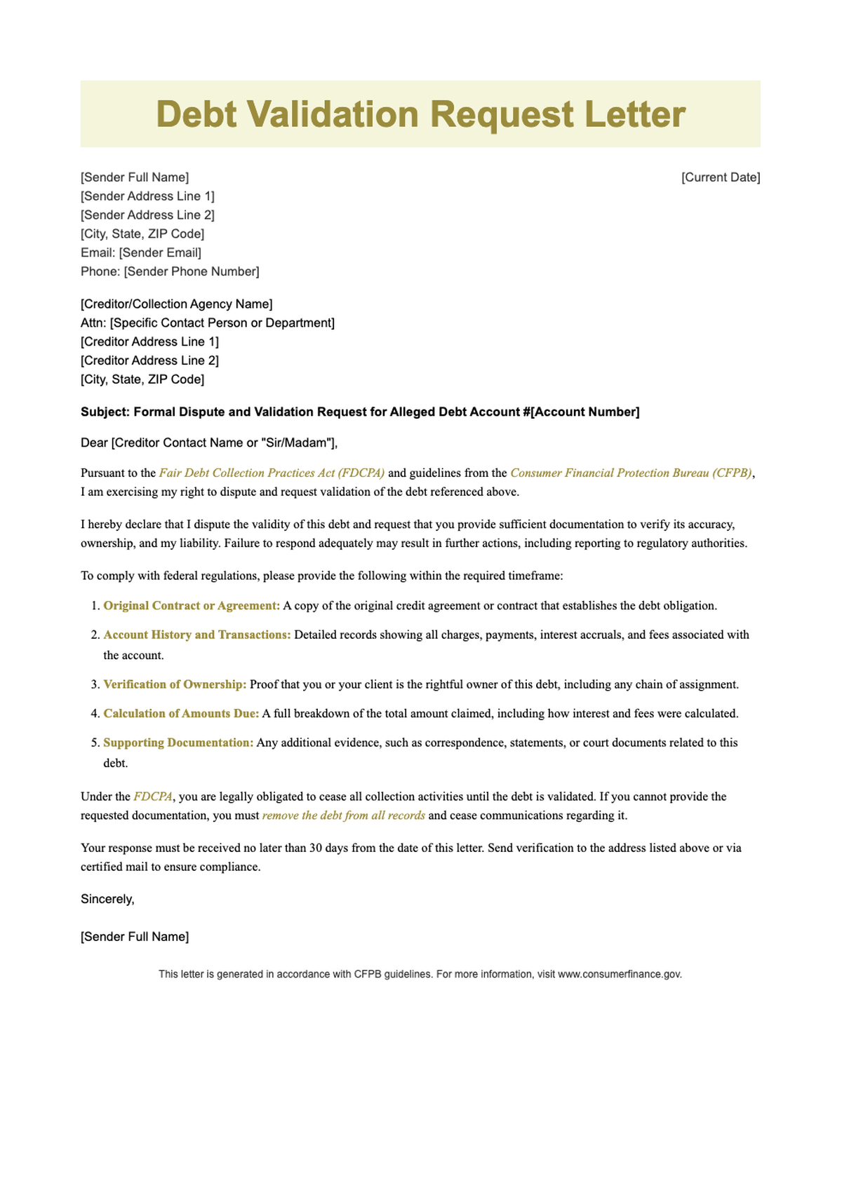 CFPB Debt Validation Letter Template with Fillable Fields_variant_2